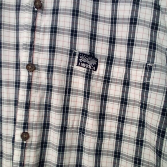 Perry Ellis America Shirt Men XL Button Down Long Sleeve Plaid White Black - Picture 8 of 15